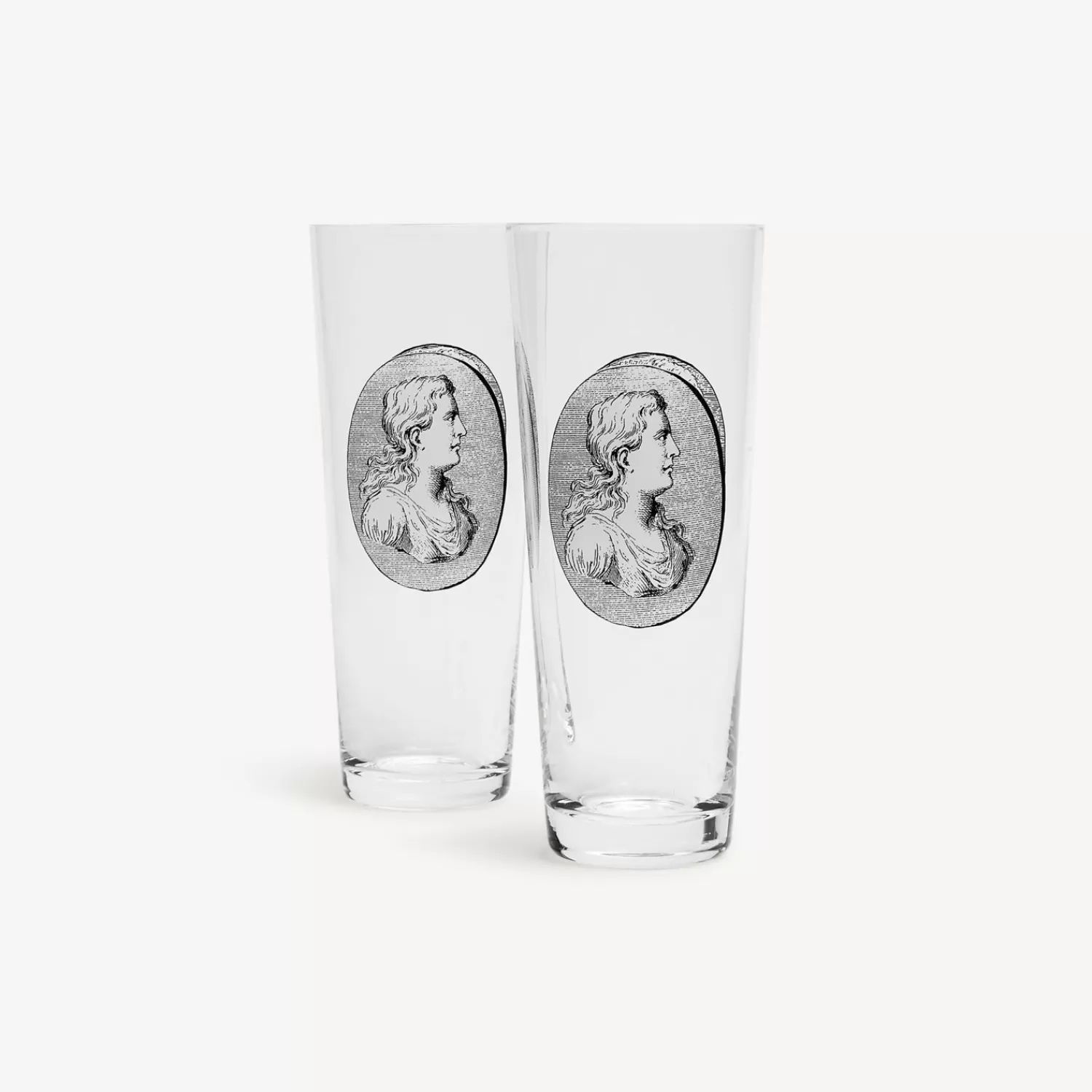 Glasses And Coasters<Fornasetti 2 Soda Glasses Set Cammei White/Black