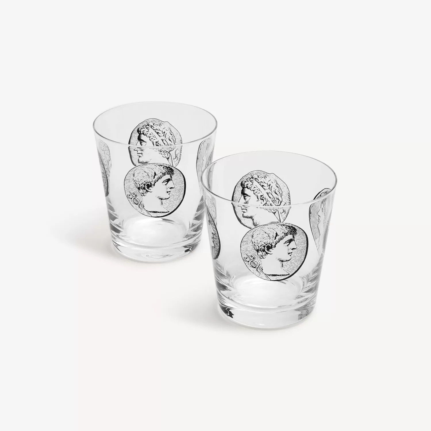 Glasses And Coasters<Fornasetti 2 Water Glasses Set Cammei White/Black