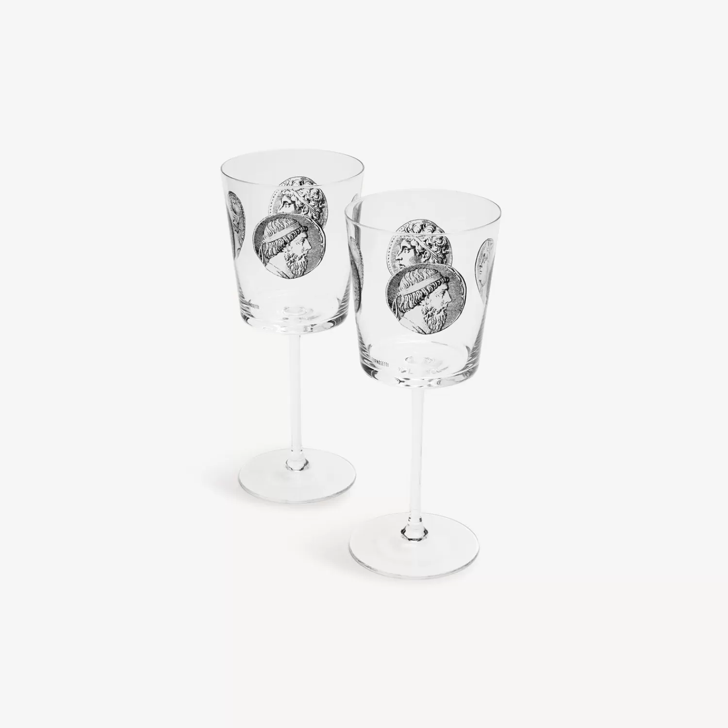 Glasses And Coasters<Fornasetti 2 Wine Glasses Set Cammei White/Black