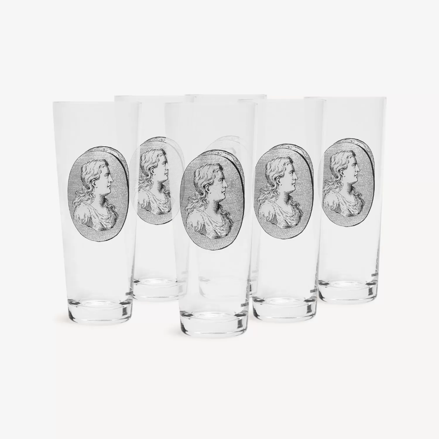 Glasses And Coasters<Fornasetti 6 Soda Glasses Set Cammei White/Black