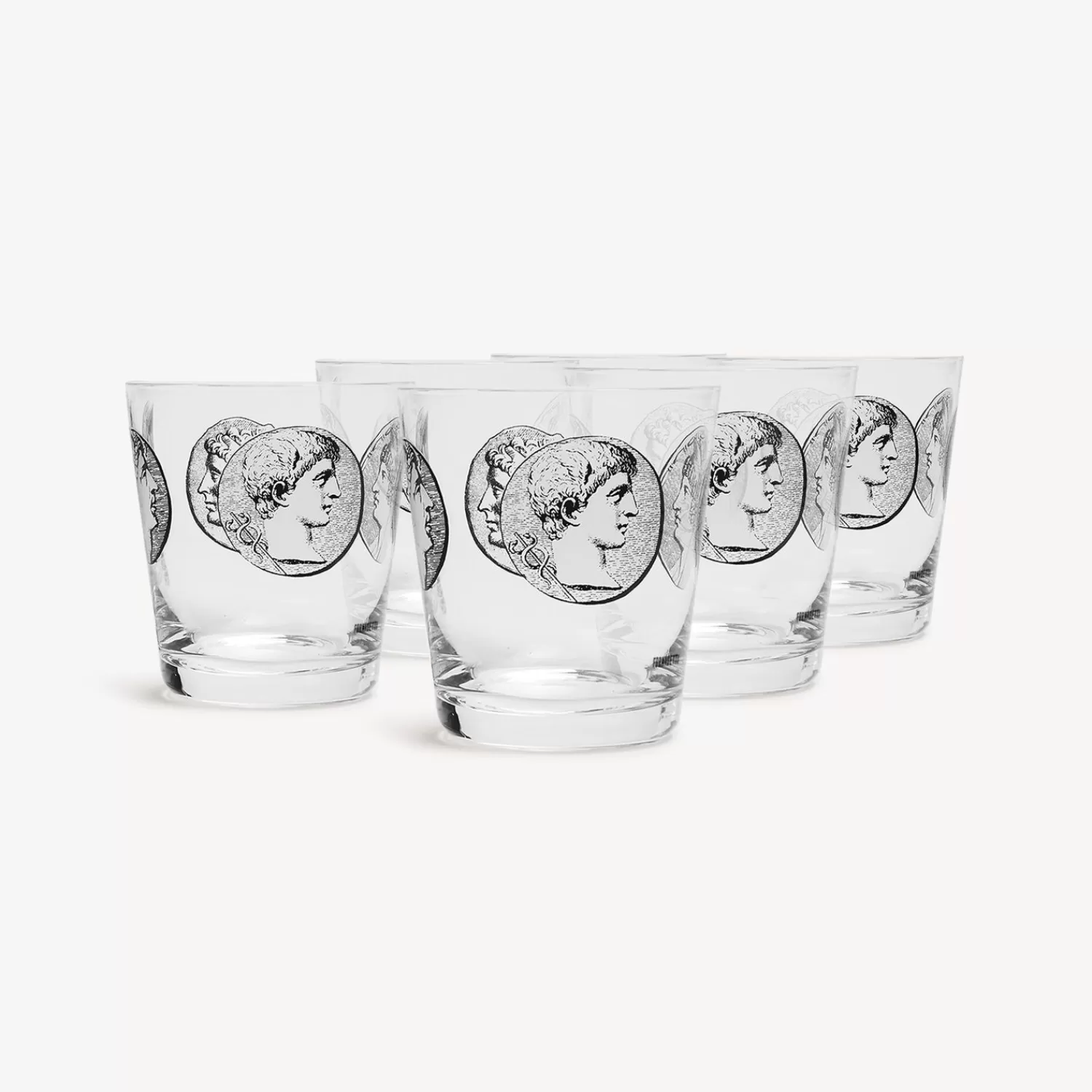 Glasses And Coasters<Fornasetti 6 Water Glasses Set Cammei White/Black