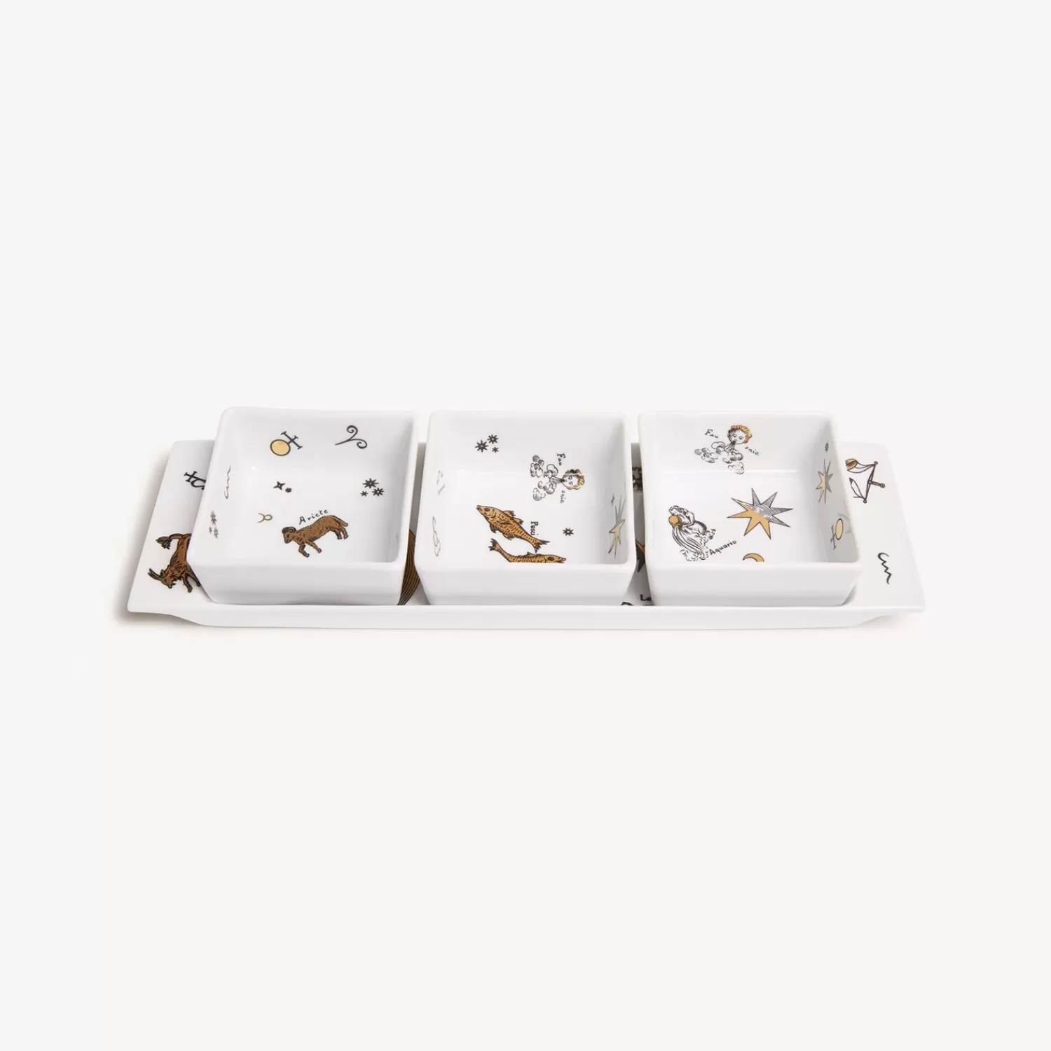 Appetizer Sets And Centrepieces<Fornasetti Appetizer Set Astronomici White/Black/Gold