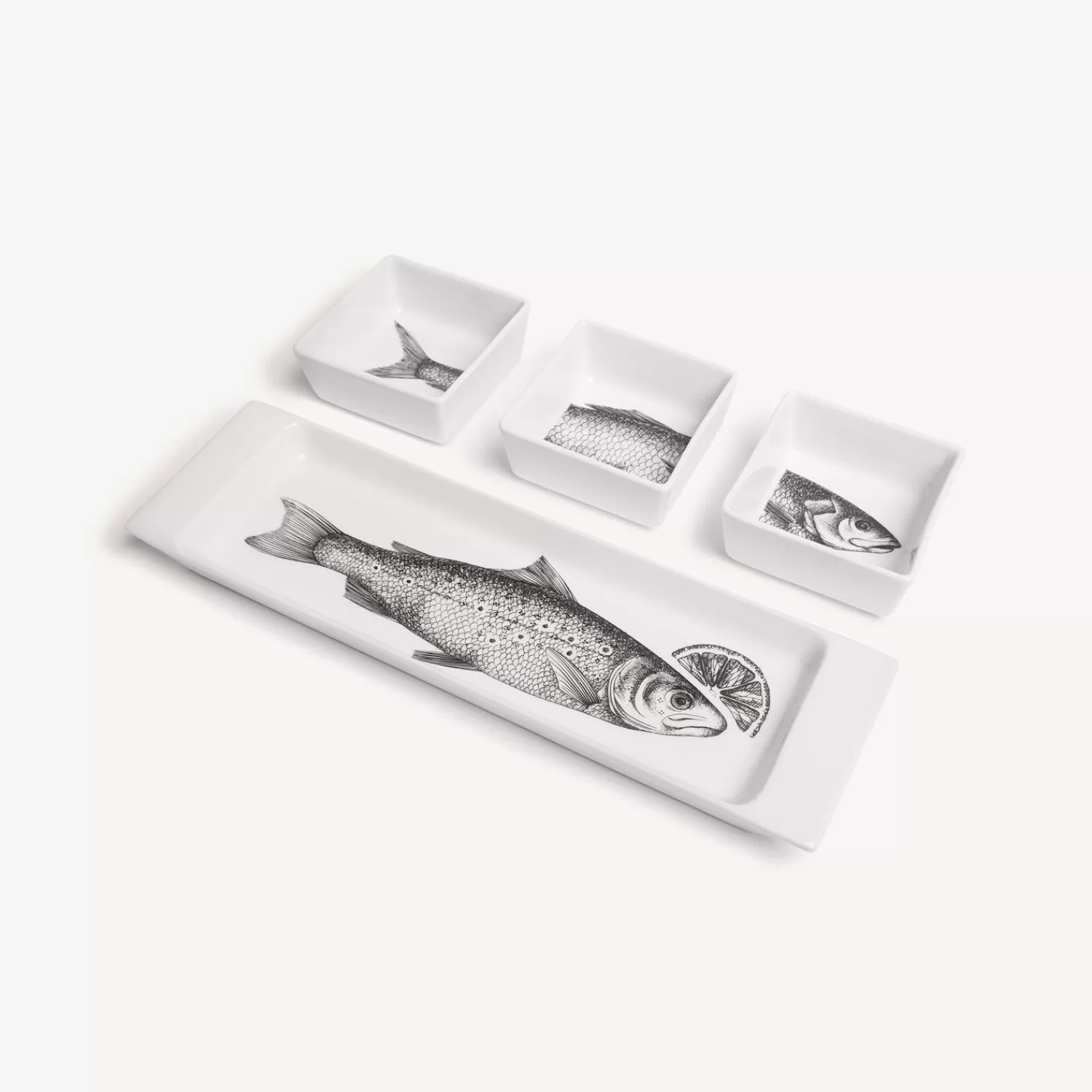 Appetizer Sets And Centrepieces<Fornasetti Appetizer Set Pesci White/Black