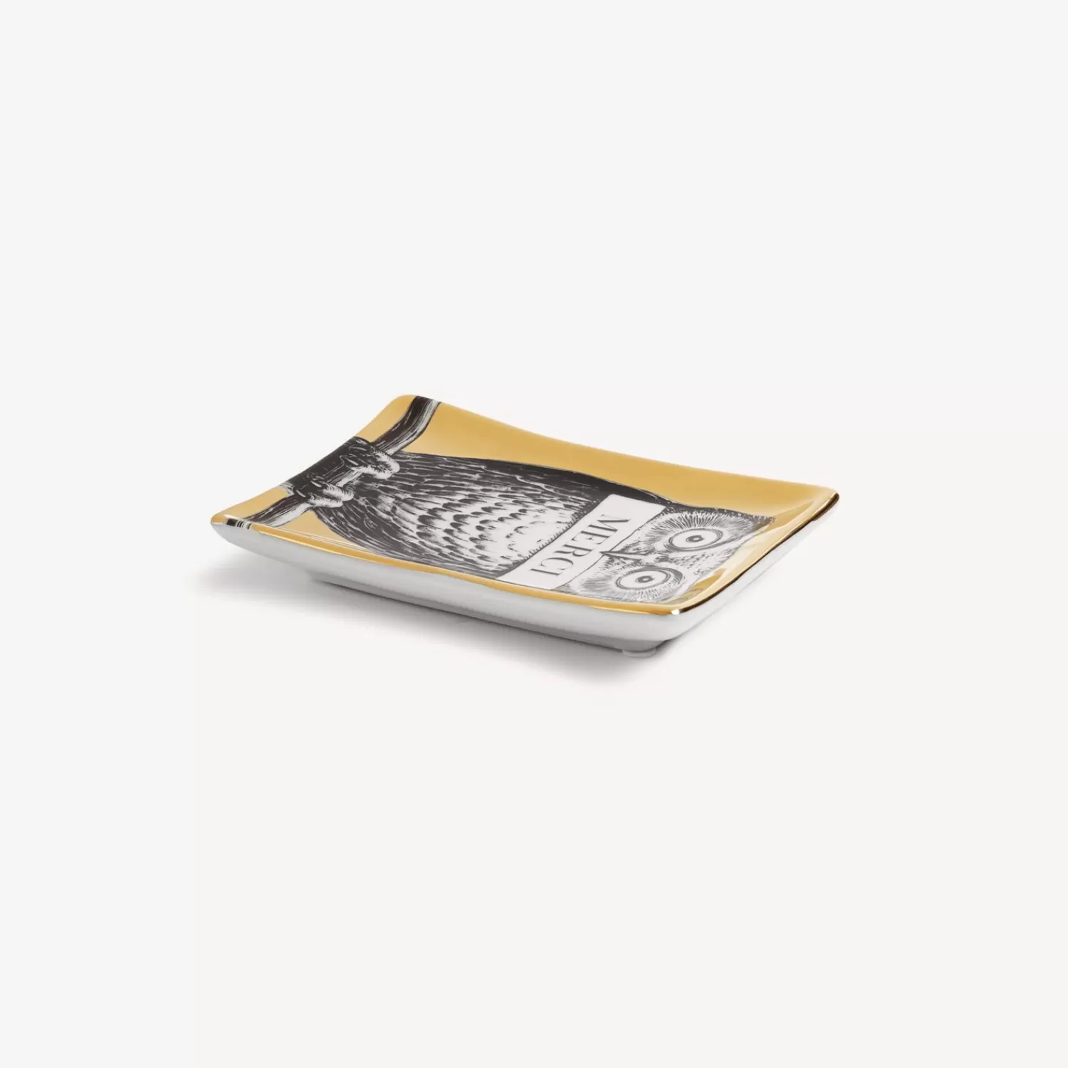 Design Ashtrays<Fornasetti Ashtray Civetta White/Black/Gold
