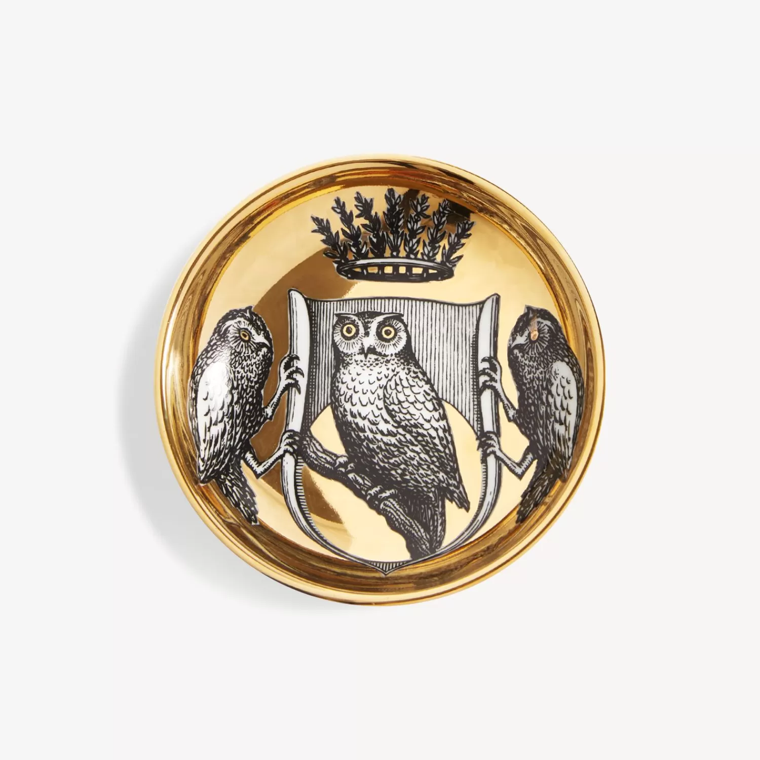 Design Ashtrays<Fornasetti Ashtray Stemma Di Civette White/Black/Gold