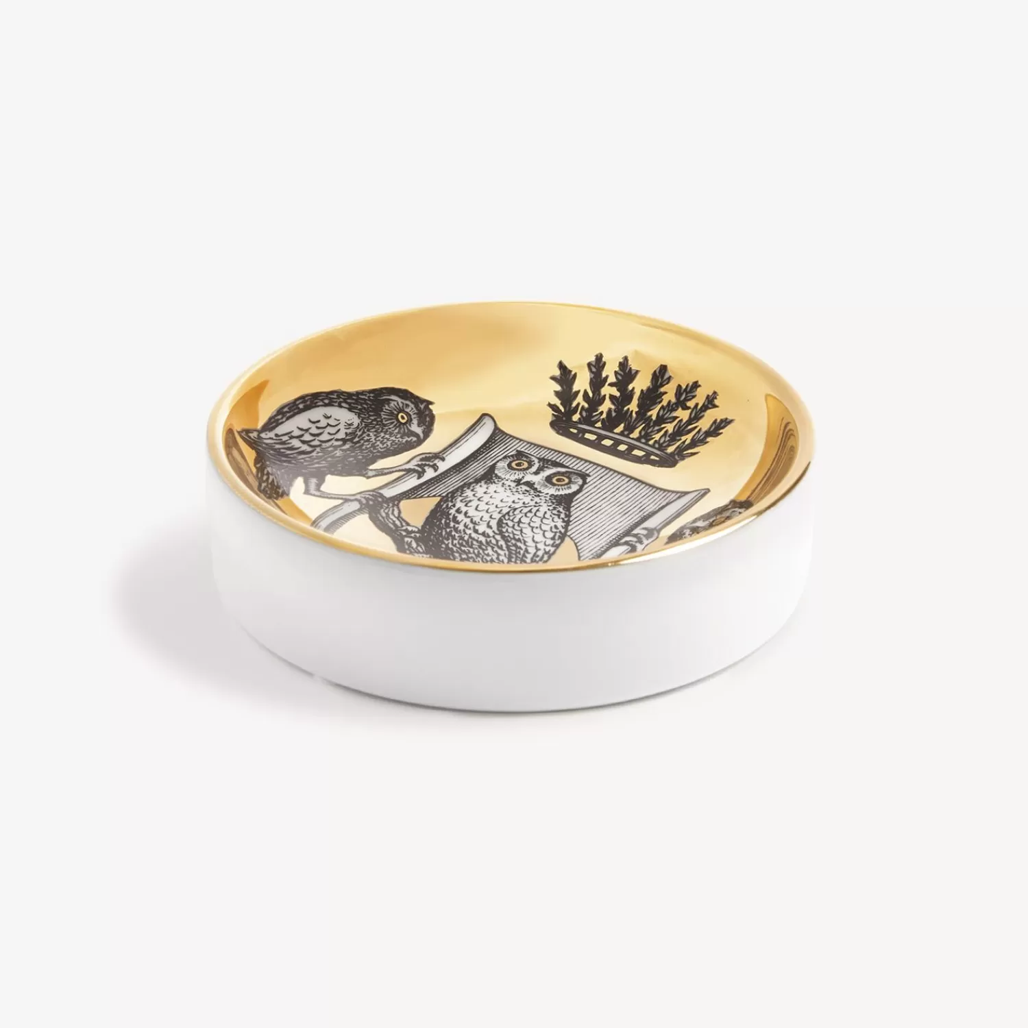 Design Ashtrays<Fornasetti Ashtray Stemma Di Civette White/Black/Gold