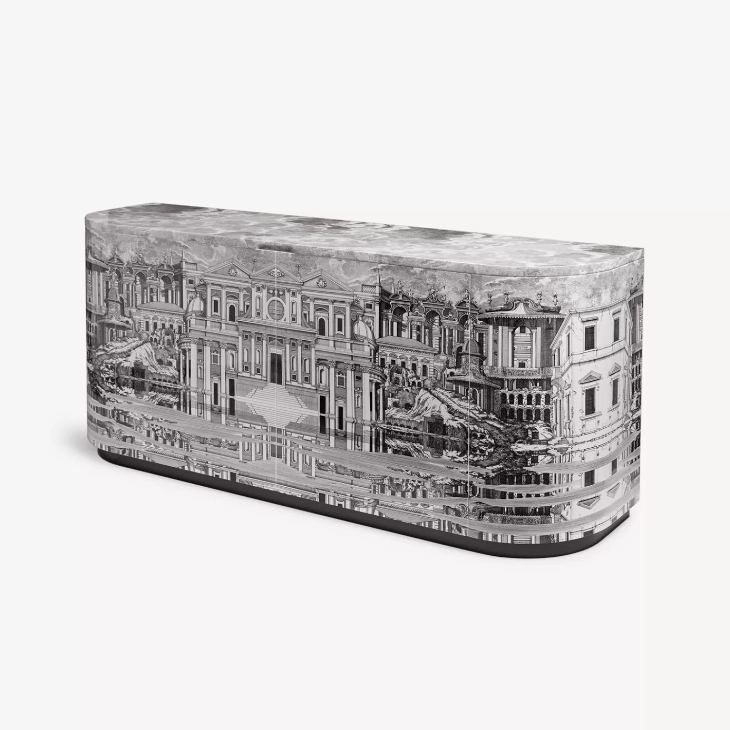 Curved Cabinets<Fornasetti Buffet Citta Che Si Rispecchia White/Black