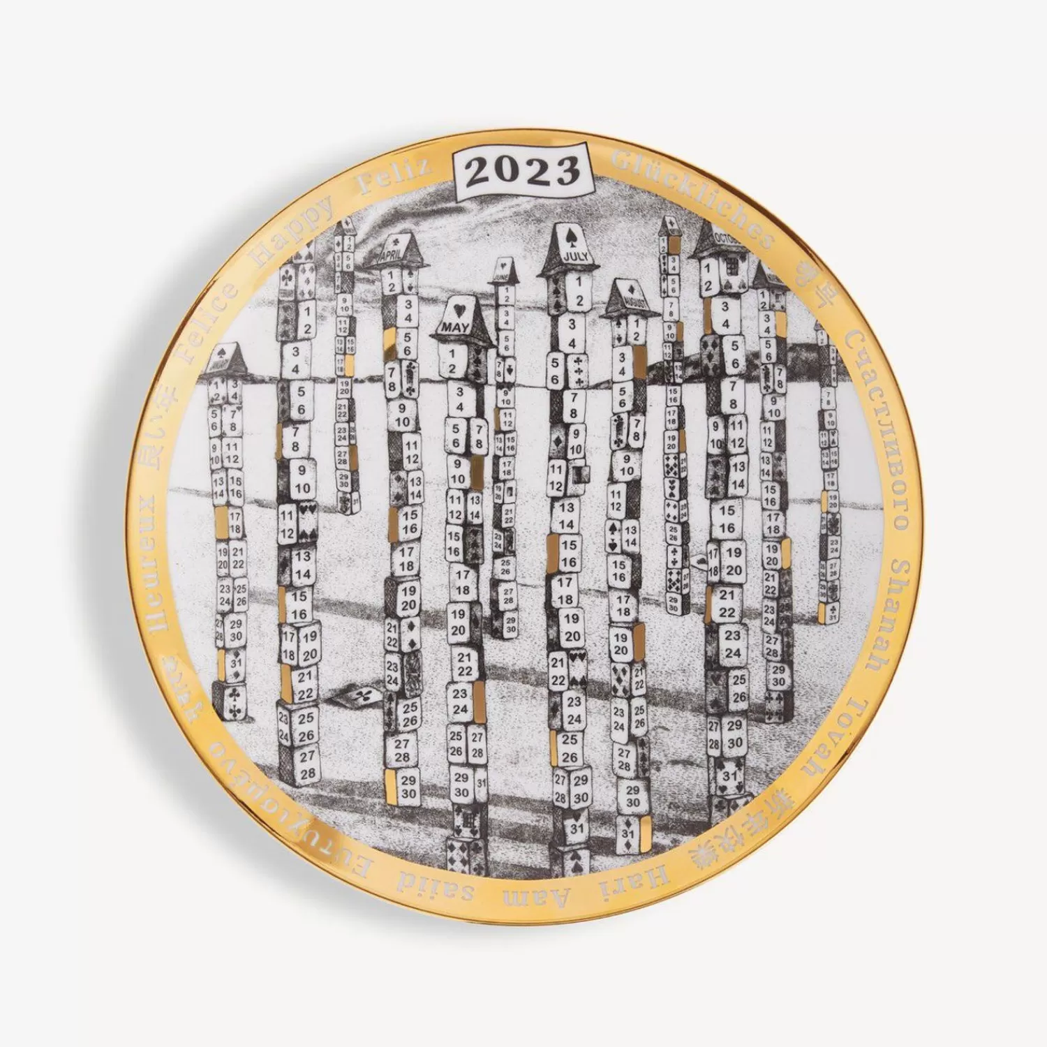 Decorative Plates<Fornasetti Calendar Plate 2023 Whte/Black/Gold