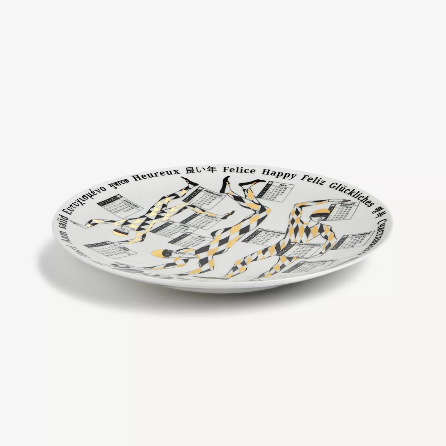 Decorative Plates<Fornasetti Calendar Plate 2024 White/Black/Gold