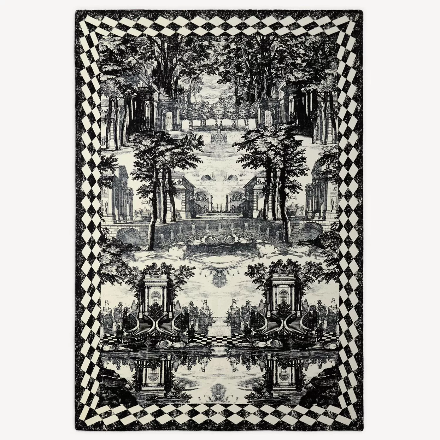 Plaid<Fornasetti Cashmere Plaid Giardino Settecentesco Ivory/Black