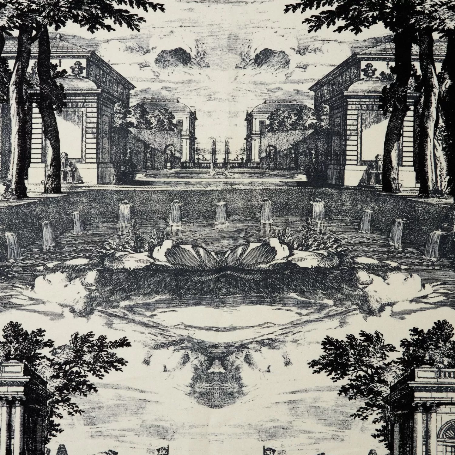 Plaid<Fornasetti Cashmere Plaid Giardino Settecentesco Ivory/Black