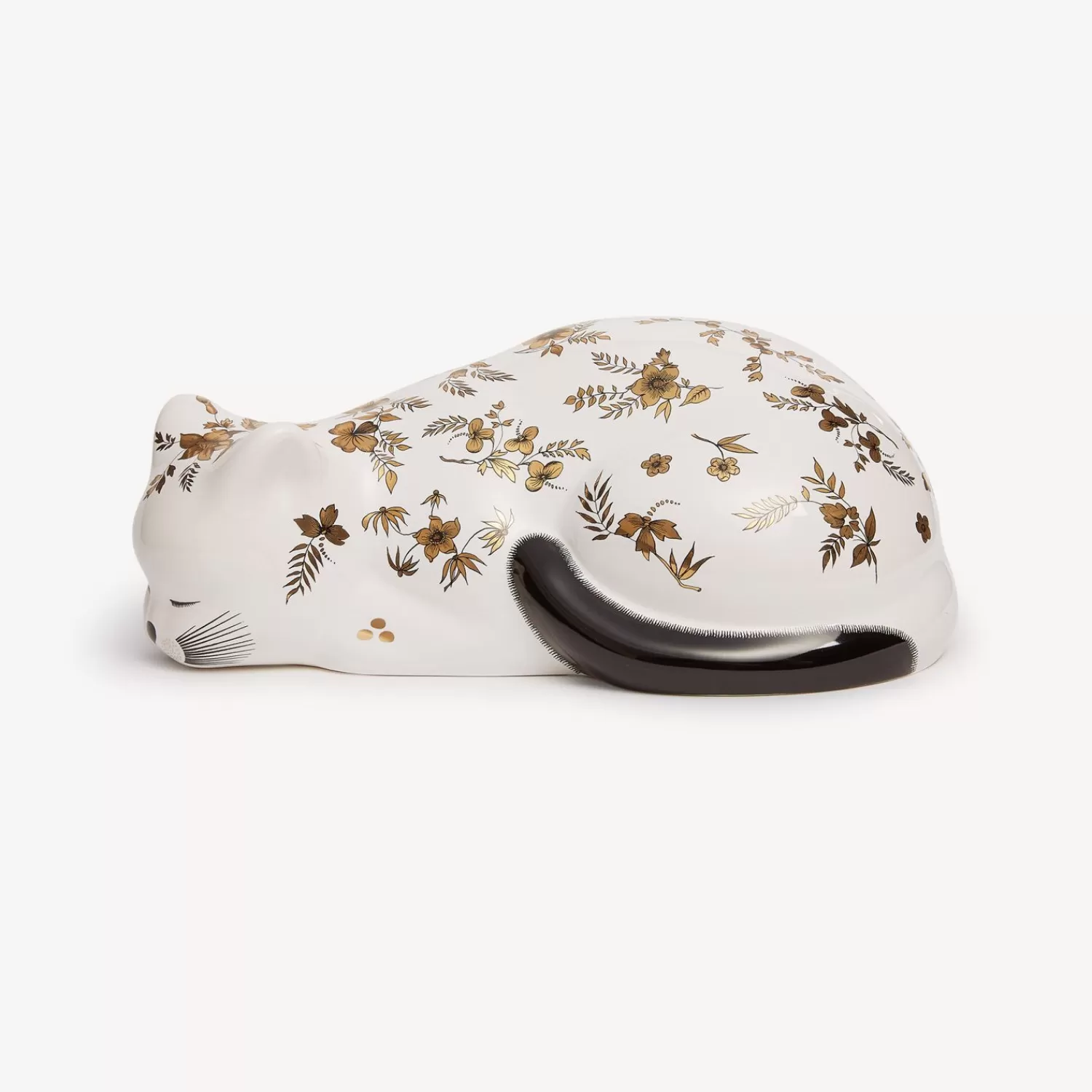 Ceramic Cats<Fornasetti Cat Fiorato White/Black/Gold