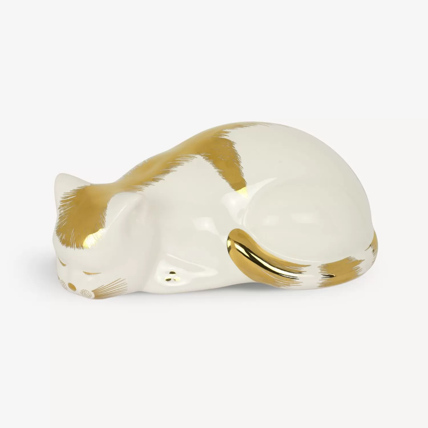 Ceramic Cats<Fornasetti Cat Striato White/Gold