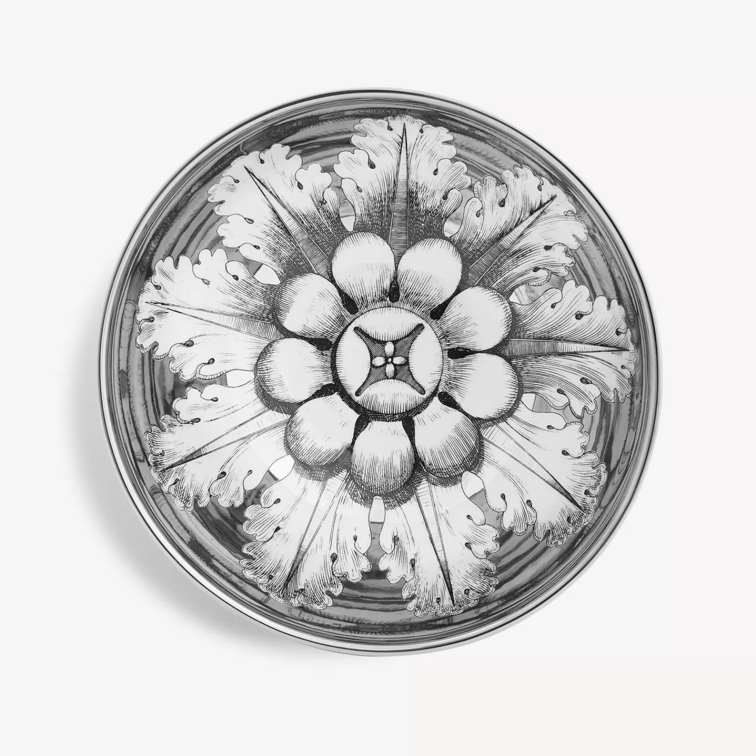 Appetizer Sets And Centrepieces<Fornasetti Centrepiece Rosone N.6 White/Black/Platinum