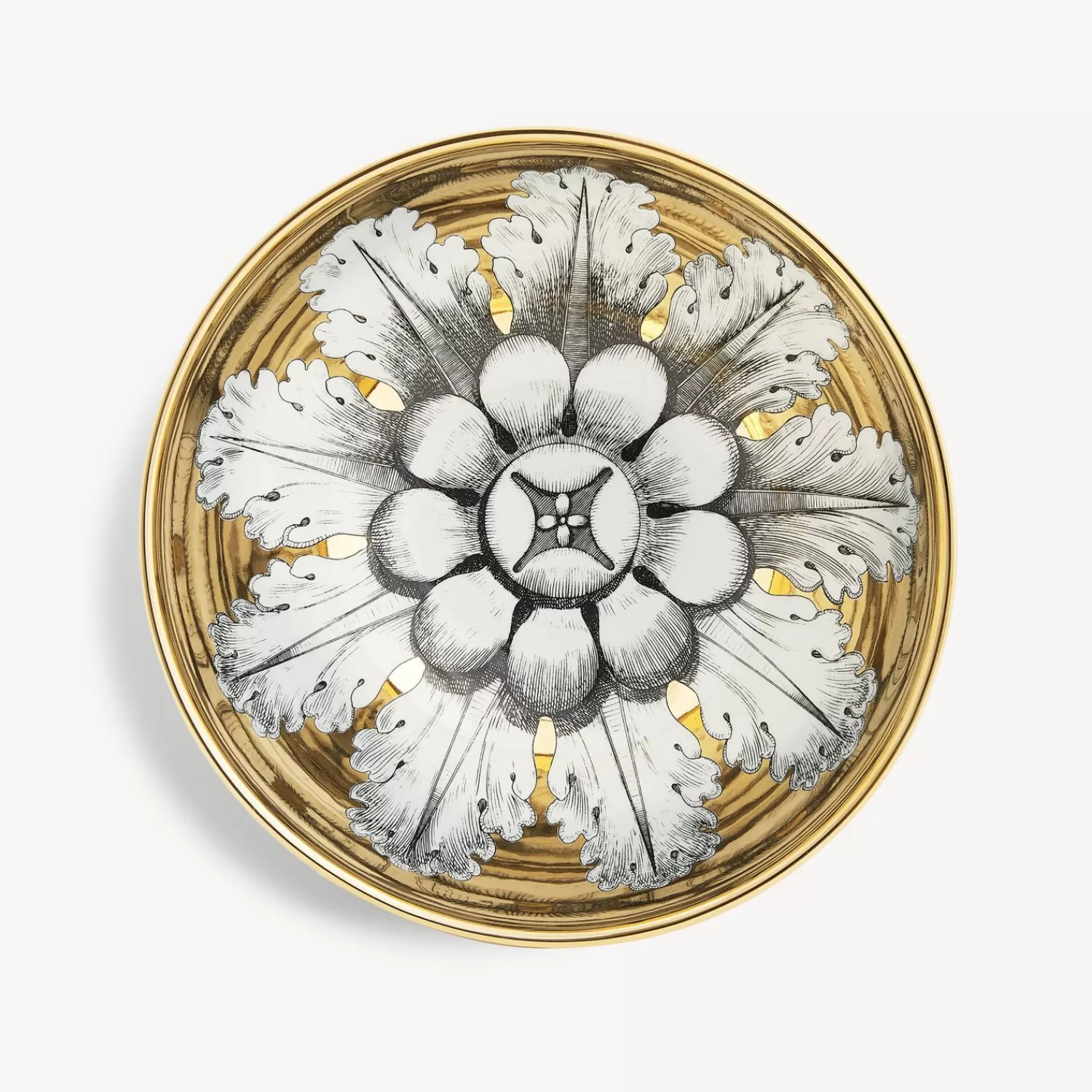 Appetizer Sets And Centrepieces<Fornasetti Centrepiece Rosone N.6 White/Black/Gold