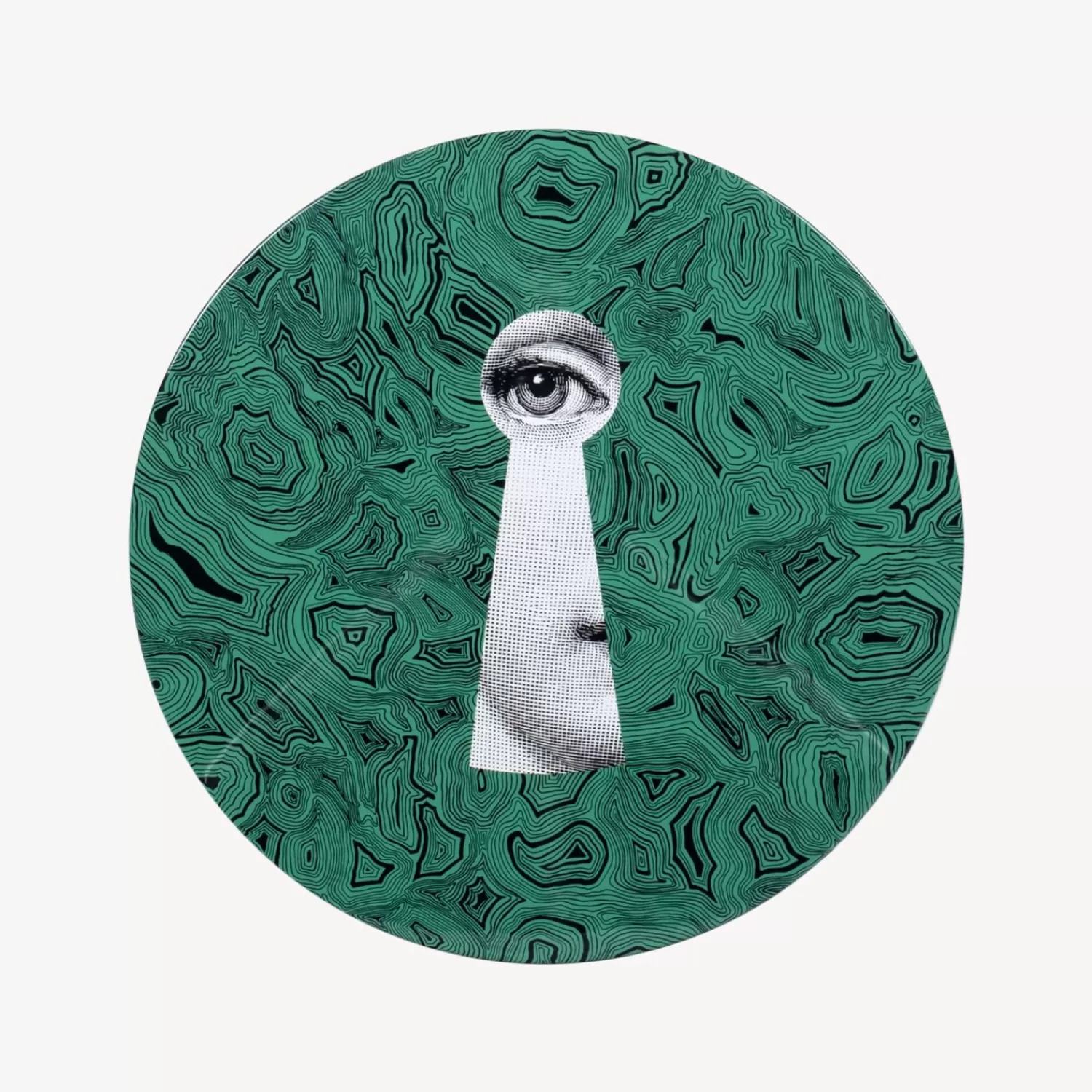 Tables<Fornasetti Coffee Table Serratura Su Malachite Green/White/Black