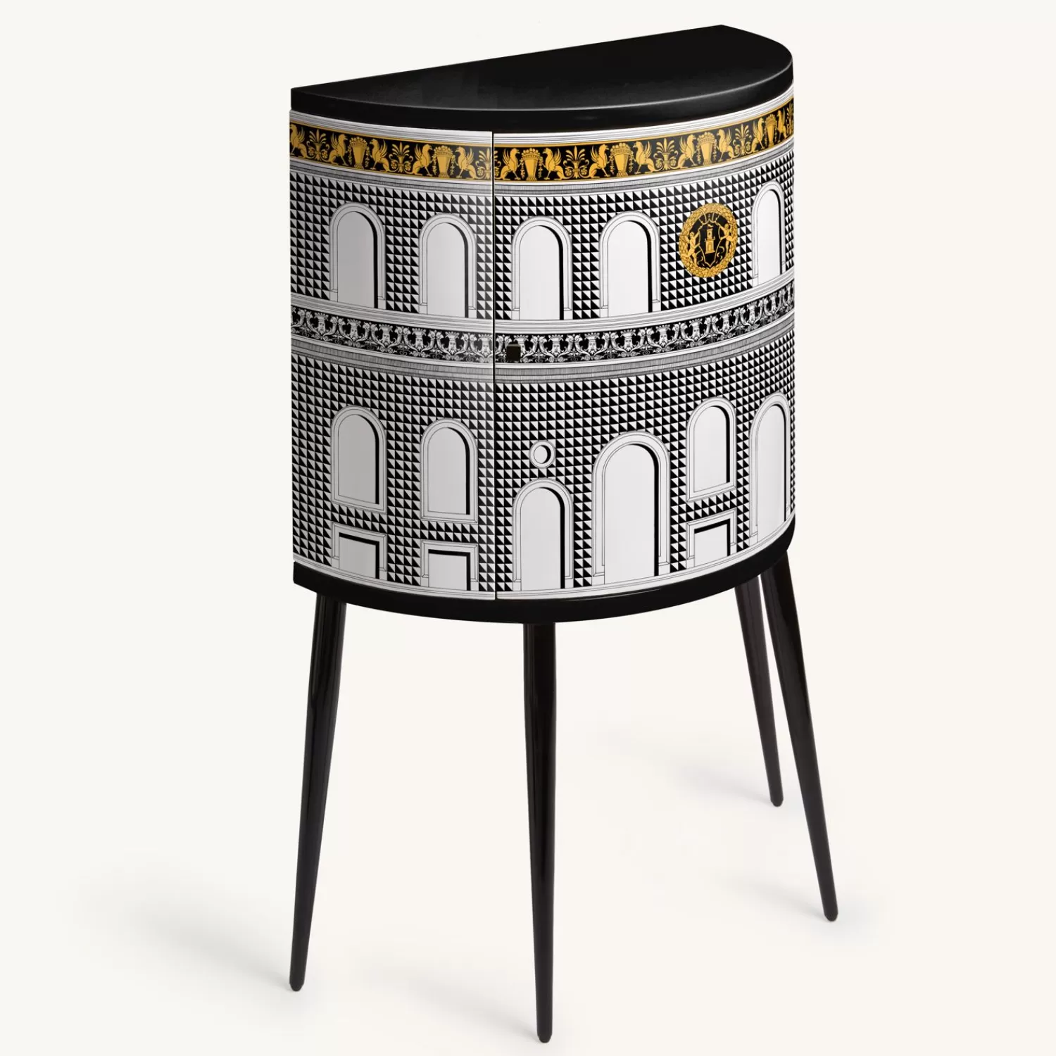 Storage Consoles<Fornasetti Console Facciata Quattrocentesca White/Black/Yellow