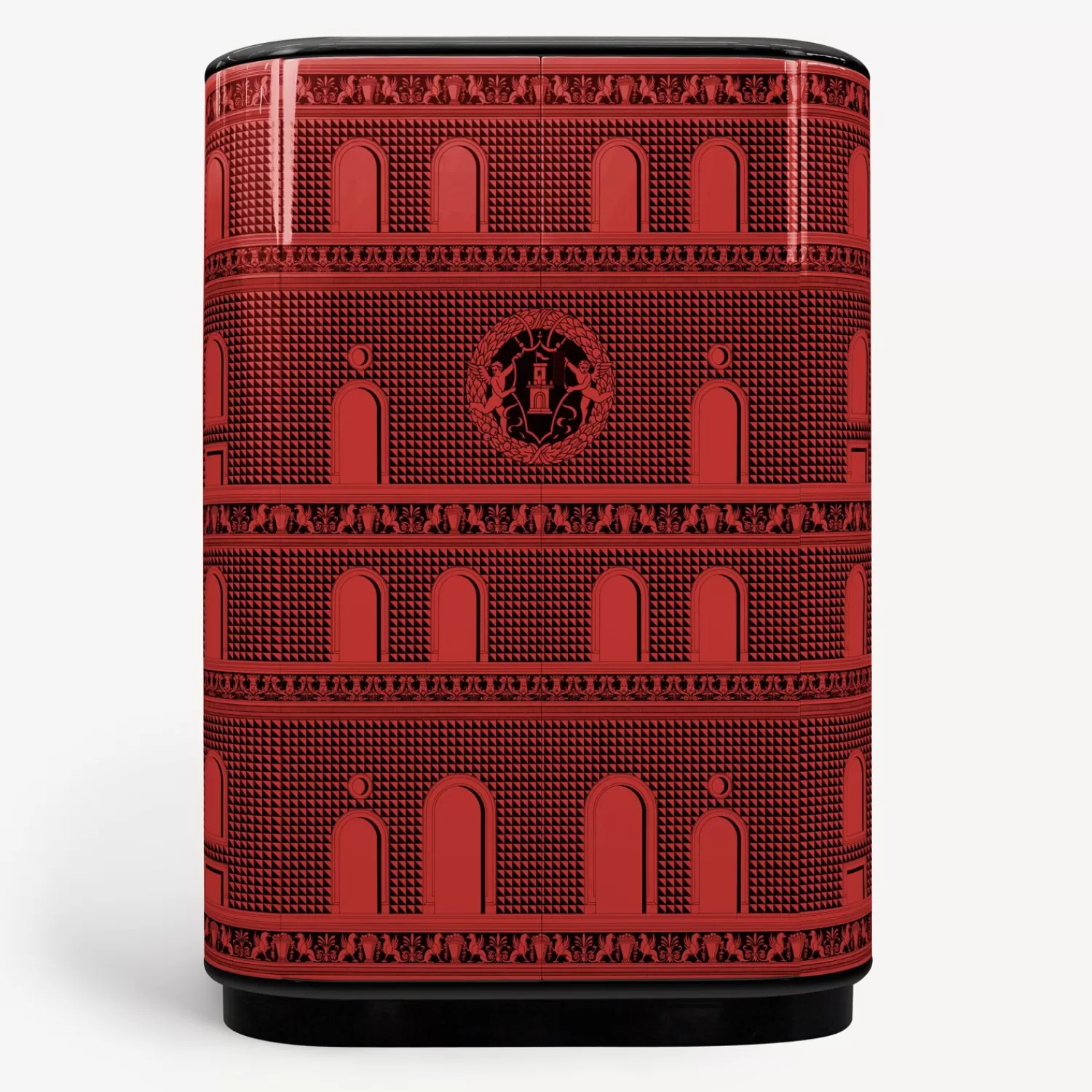 Curved Cabinets<Fornasetti Curved Cabinet Facciata Quattrocentesca Red/Black