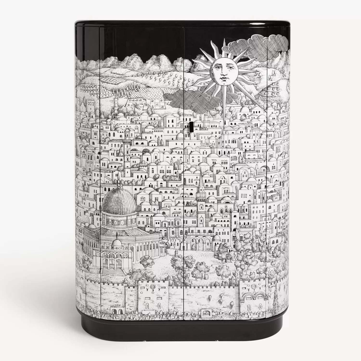 Curved Cabinets<Fornasetti Curved Cabinet Gerusalemme White/Black