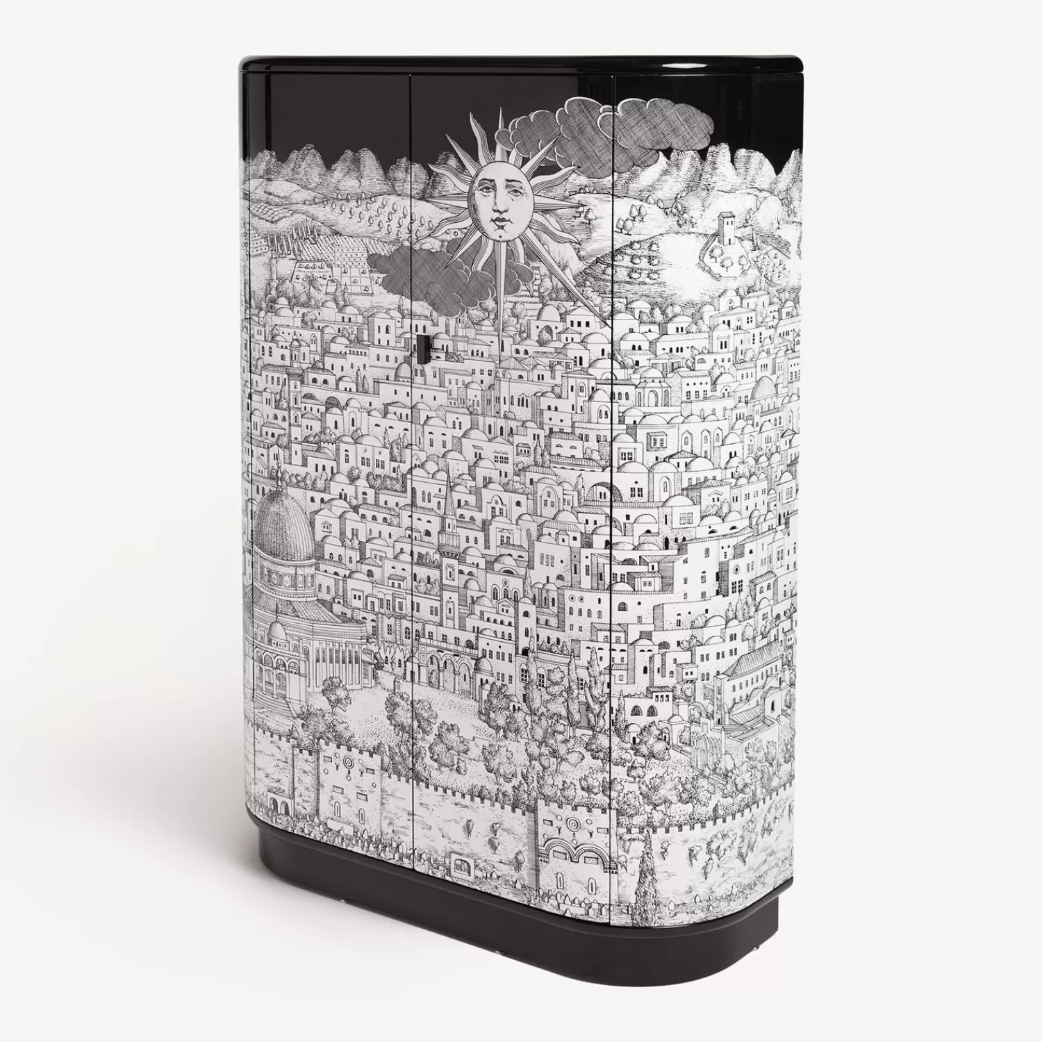 Curved Cabinets<Fornasetti Curved Cabinet Gerusalemme White/Black