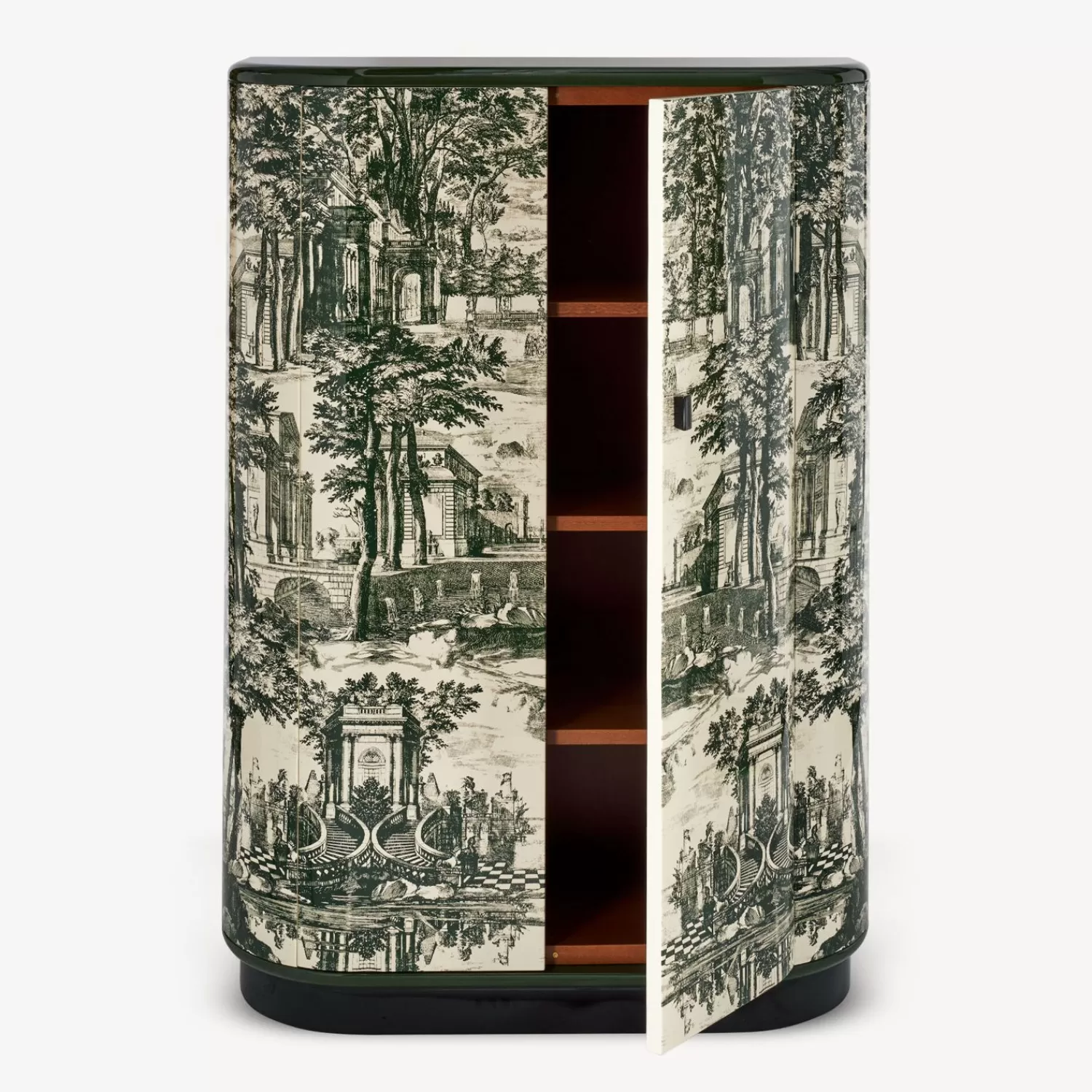 Curved Cabinets<Fornasetti Curved Cabinet Giardino Settecentesco Ivory/Green