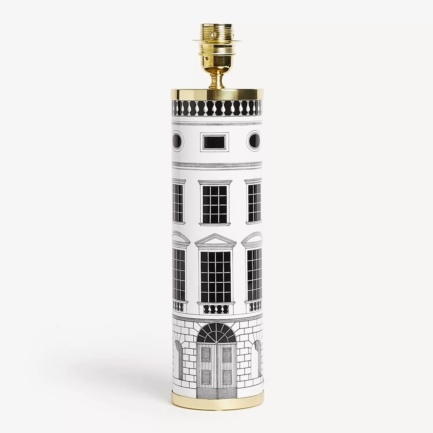 Lamps And Lampshades<Fornasetti Cylindrical Lamp Base Architettura White/Black
