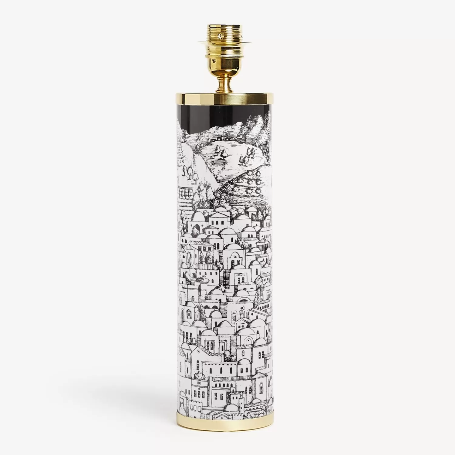 Lamps And Lampshades<Fornasetti Cylindrical Lamp Base Gerusalemme White/Black