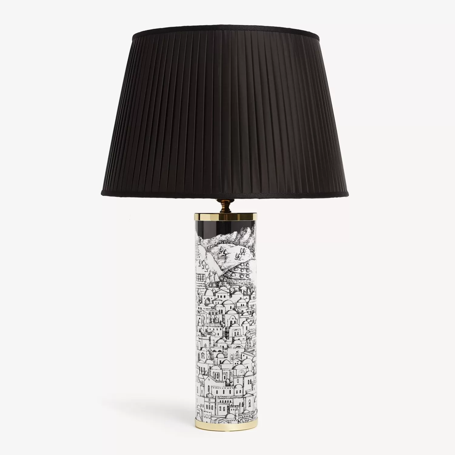 Lamps And Lampshades<Fornasetti Cylindrical Lamp Base Gerusalemme White/Black