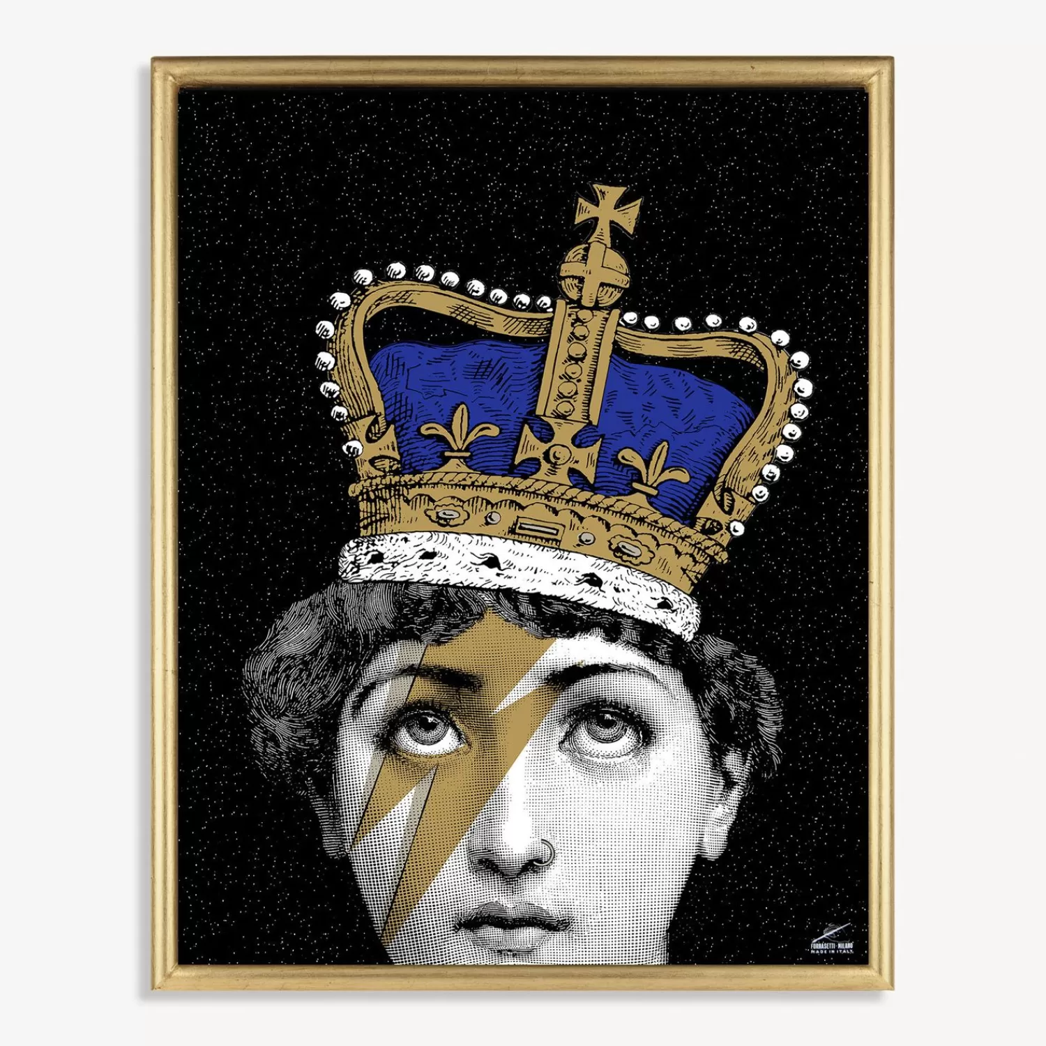 Decorative Panels<Fornasetti Decorative Panel Tema E Variazioni N.389 White/Black/Blue/Gold