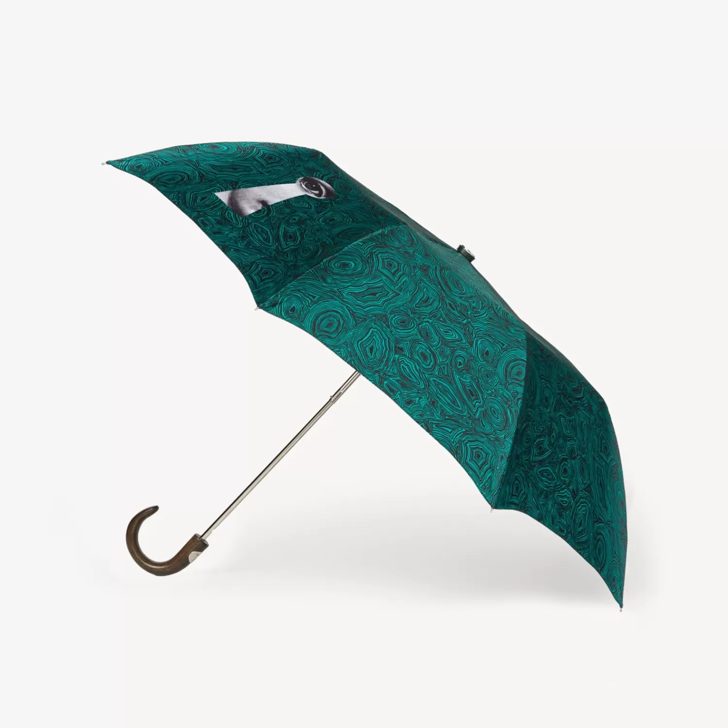 Umbrellas<Fornasetti Folding Umbrella Serratura Su Malachite Green/Black