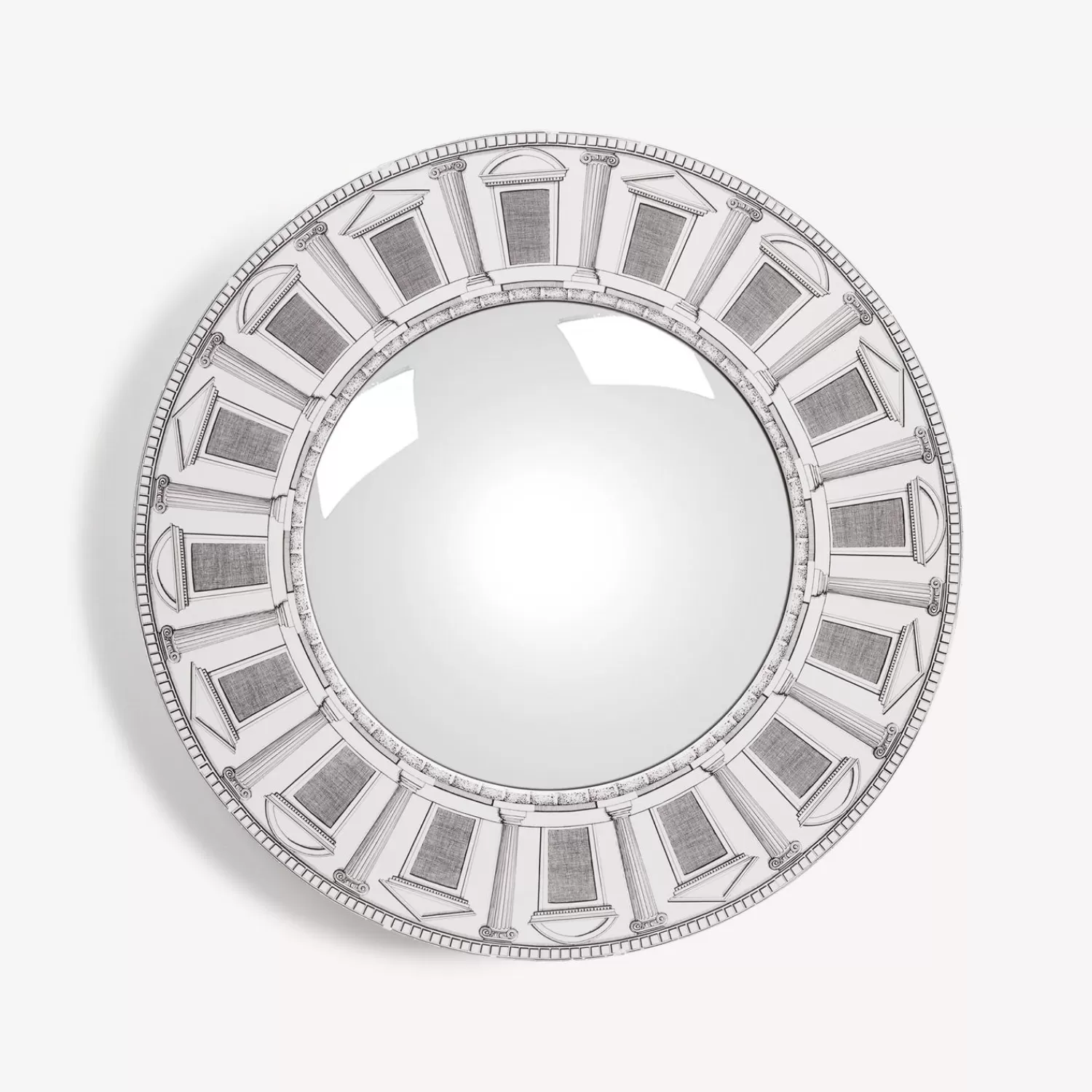 Design Mirrors<Fornasetti Frame With Convex Mirror Architettura White/Black
