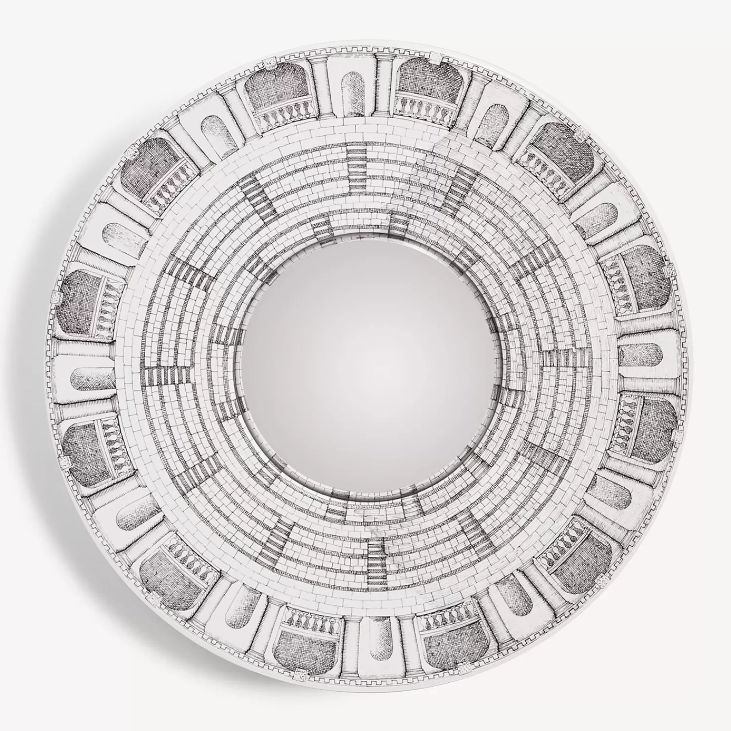 Design Mirrors<Fornasetti Frame With Convex Mirror Architettura White/Black