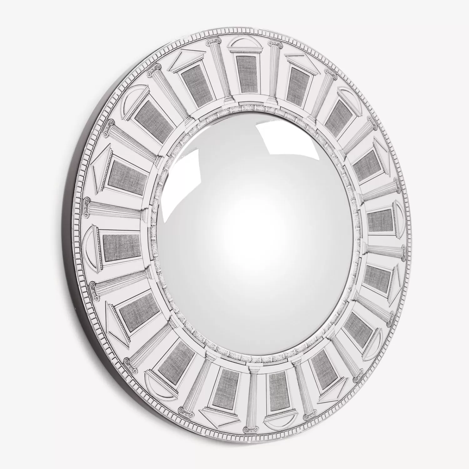 Design Mirrors<Fornasetti Frame With Convex Mirror Architettura White/Black