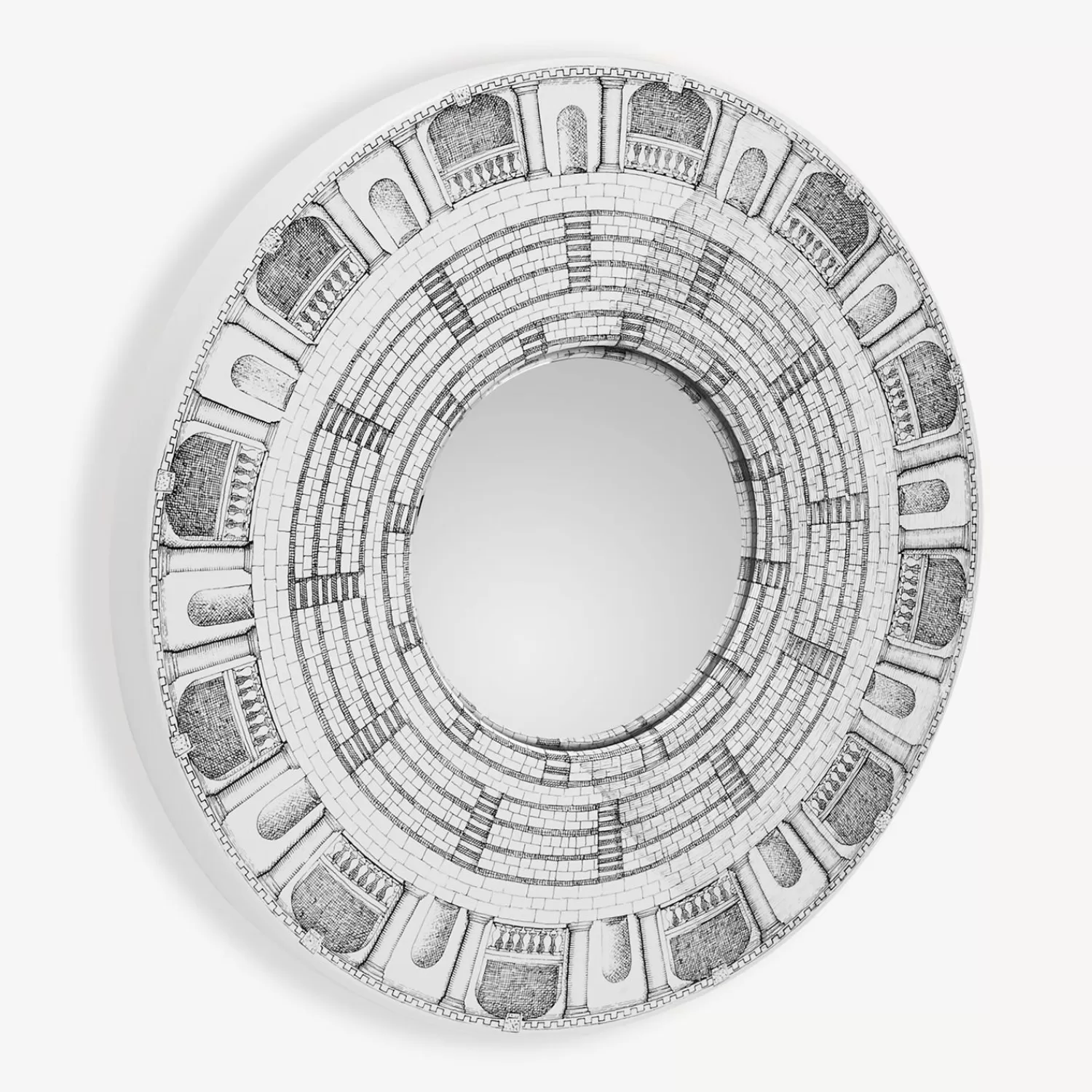 Design Mirrors<Fornasetti Frame With Convex Mirror Architettura White/Black