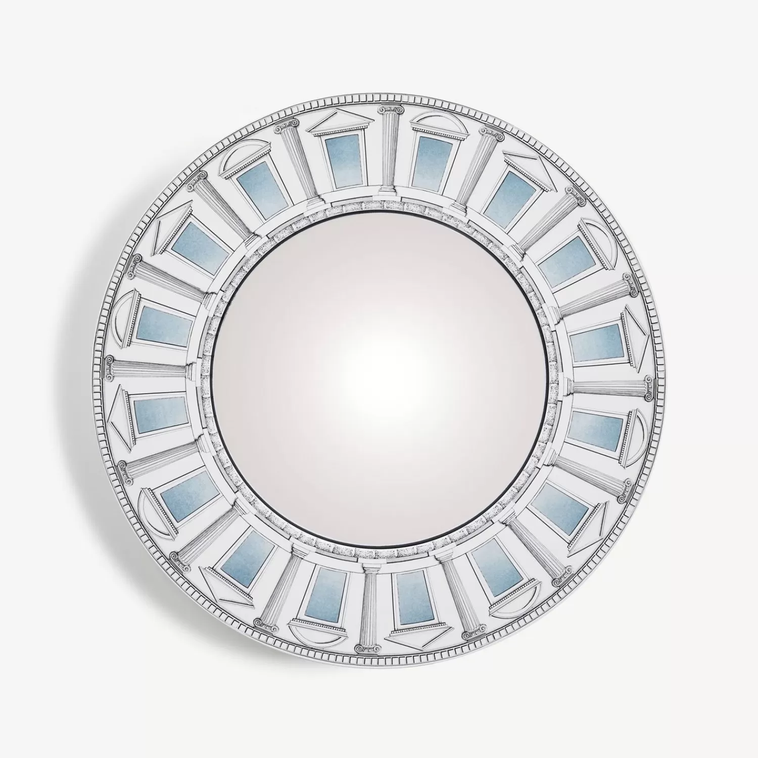 Design Mirrors<Fornasetti Frame With Convex Mirror Architettura Celeste White/Black/Blue
