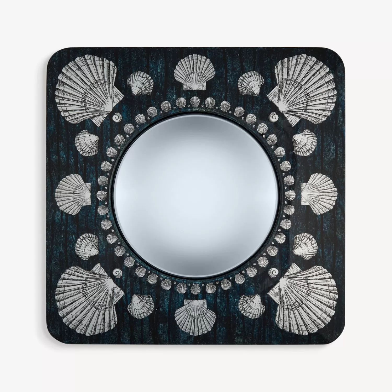 Design Mirrors<Fornasetti Frame With Convex Mirror Giro Di Conchiglie Silver/Blue
