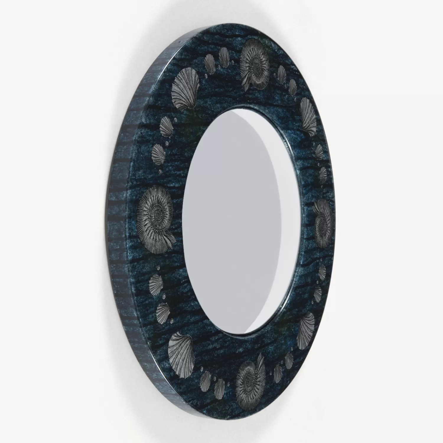 Design Mirrors<Fornasetti Frame With Convex Mirror Giro Di Conchiglie Silver/Blue