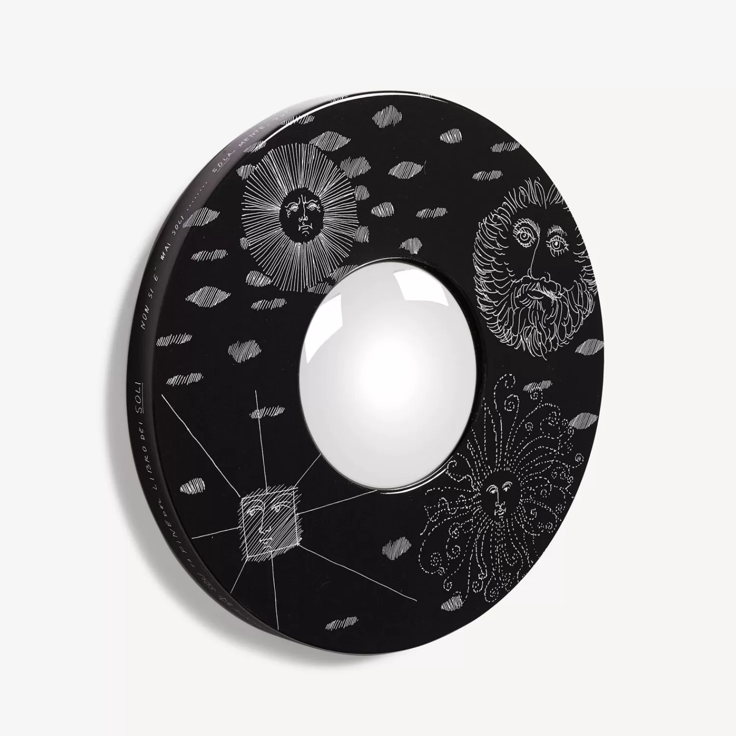 Design Mirrors<Fornasetti Frame With Convex Mirror Solitario White/Black