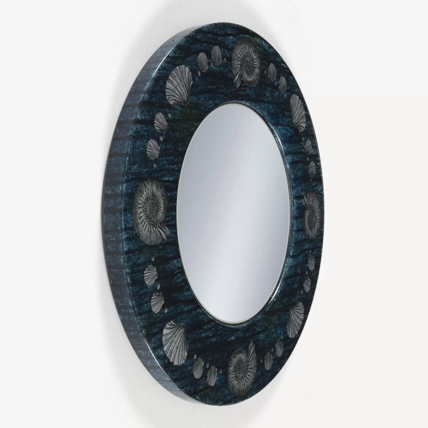 Design Mirrors<Fornasetti Frame With Flat Mirror Giro Di Conchiglie Silver/Blue