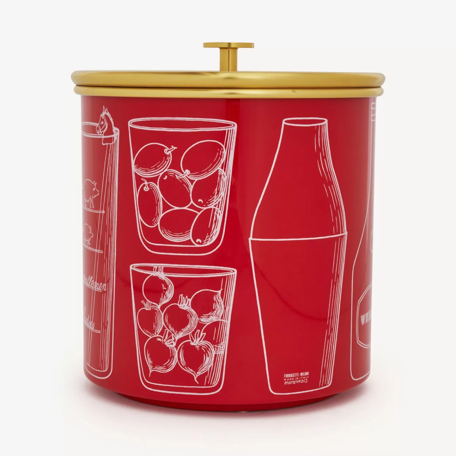 Ice Buckets<Fornasetti Ice Bucket Ricette Cocktail Red/White