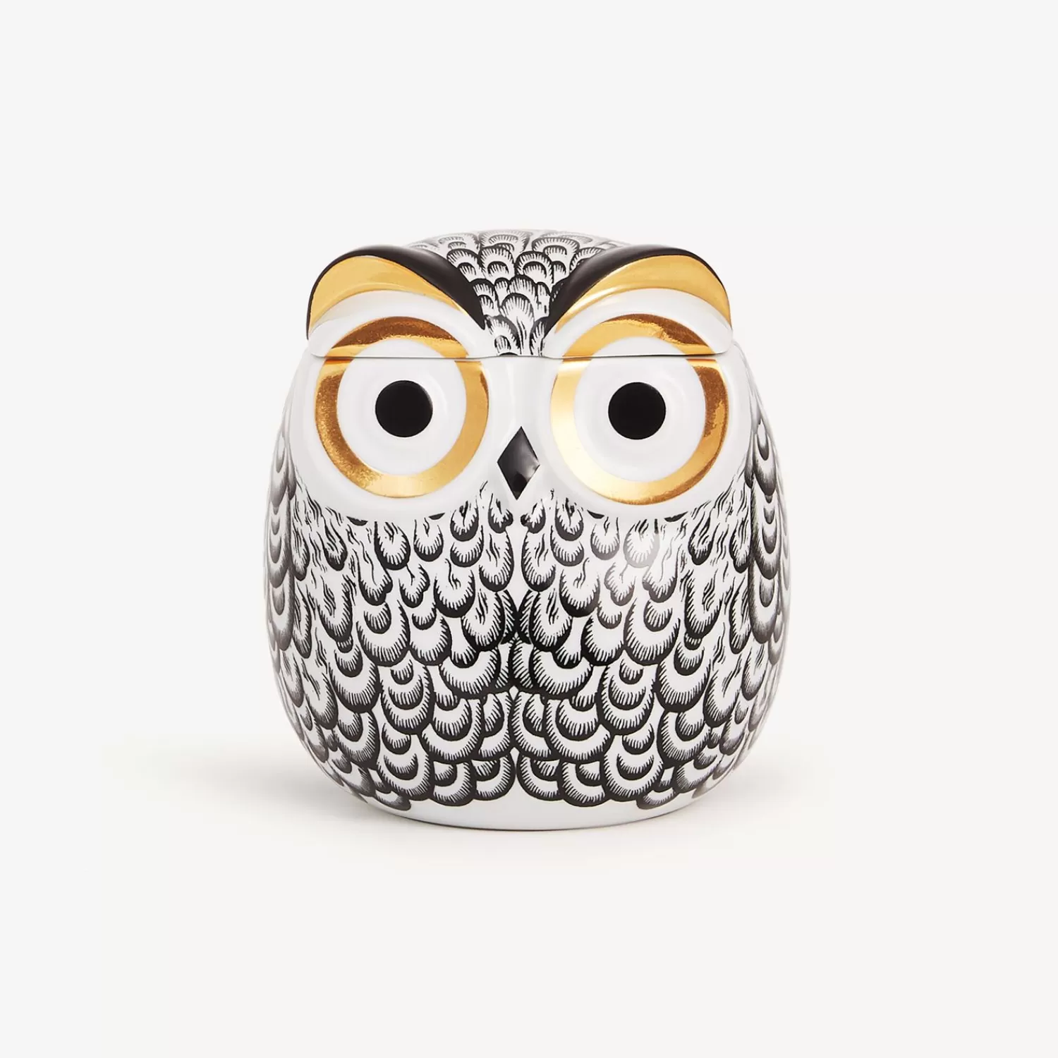 Small Containers<Fornasetti Jar Civetta Piumata White/Black/Gold