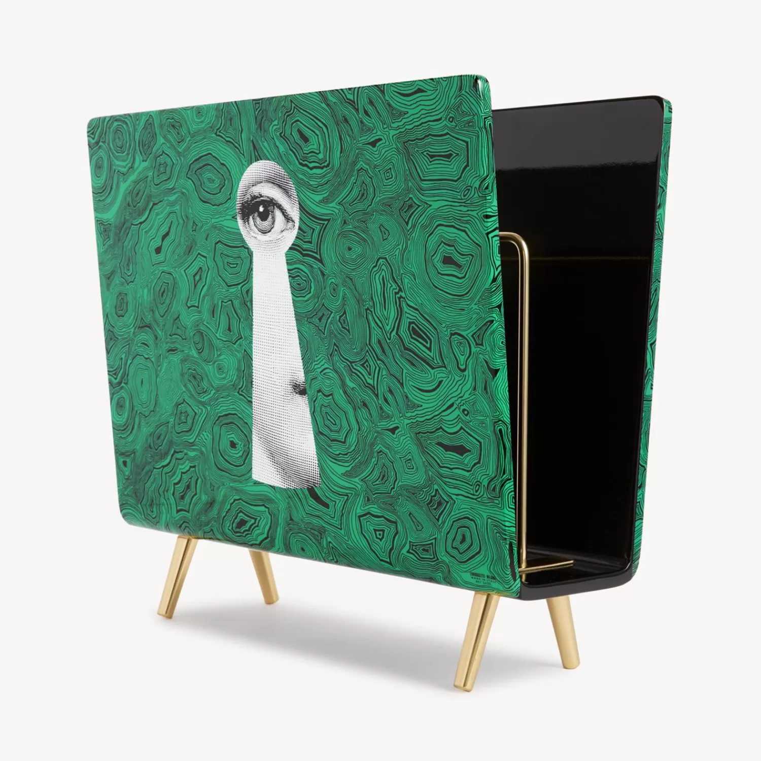 Magazine Racks<Fornasetti Magazine Rack Serratura Su Malachite Green/White/Black