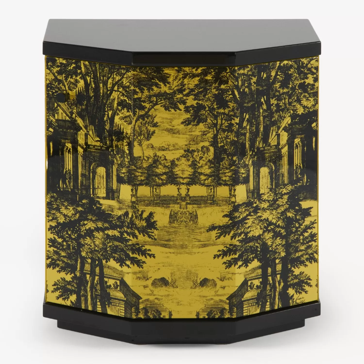 Cabinets<Fornasetti Night Stand Polyhedric Giardino Settecentesco Black/Yellow