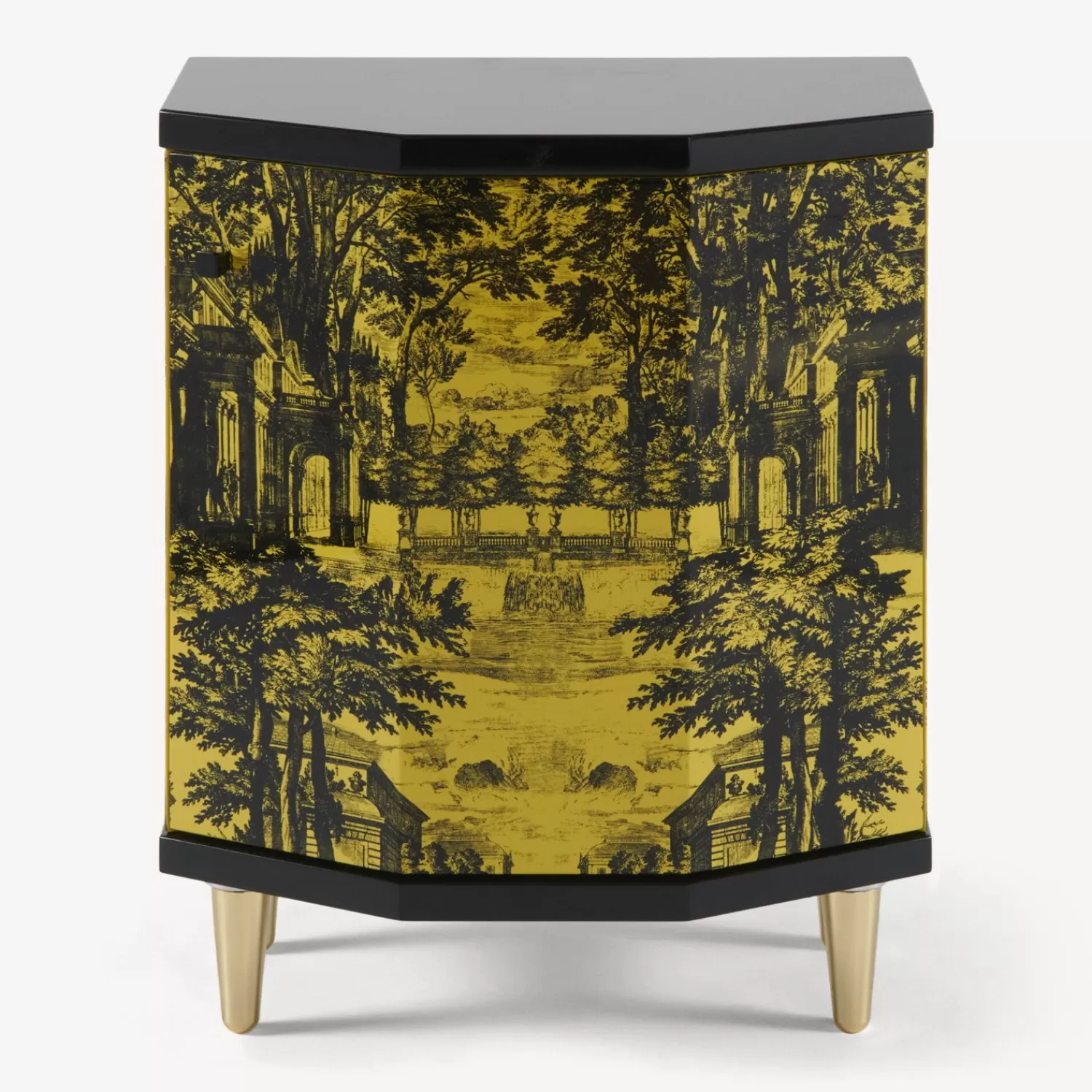 Cabinets<Fornasetti Night Stand Polyhedric Giardino Settecentesco Black/Yellow