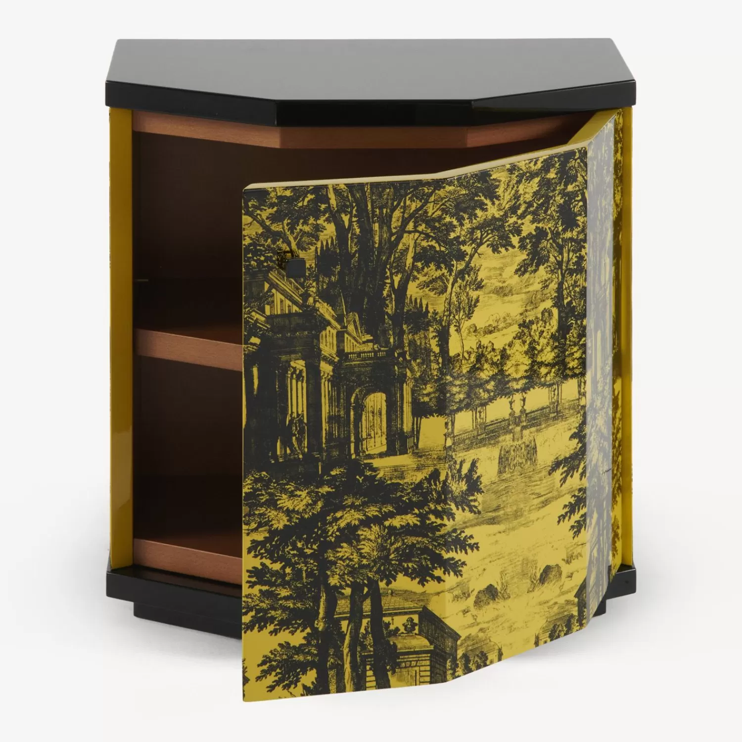 Cabinets<Fornasetti Night Stand Polyhedric Giardino Settecentesco Black/Yellow