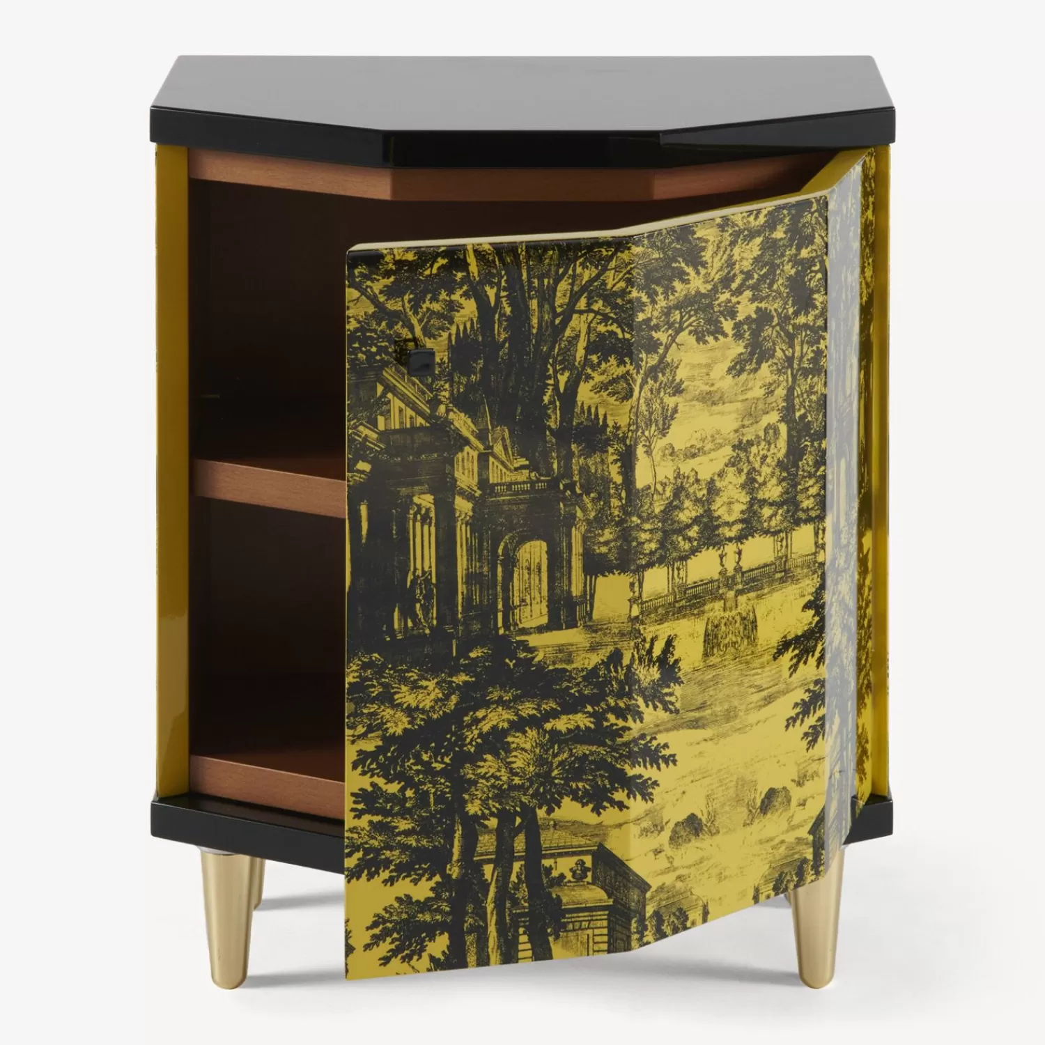 Cabinets<Fornasetti Night Stand Polyhedric Giardino Settecentesco Black/Yellow