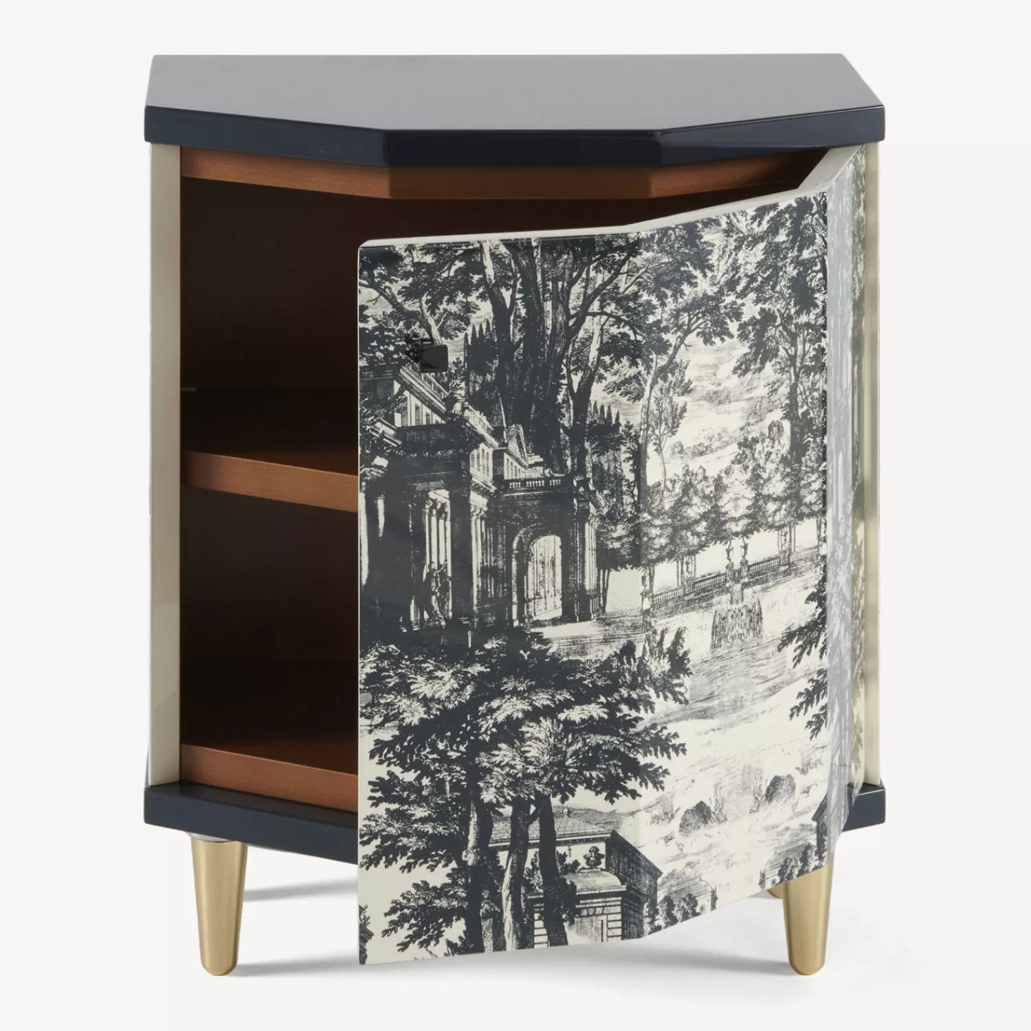 Cabinets<Fornasetti Night Stand Polyhedric Giardino Settecentesco Blue/Ivory