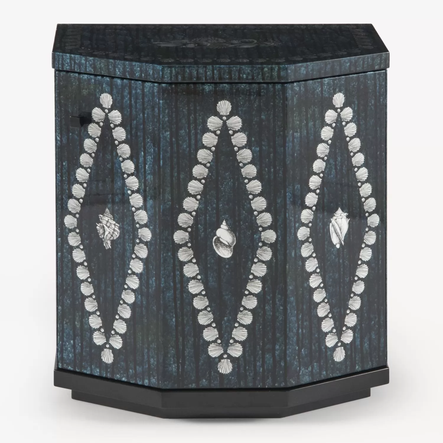 Cabinets<Fornasetti Night Stand Polyhedric Giro Di Conchiglie Silver/Blue