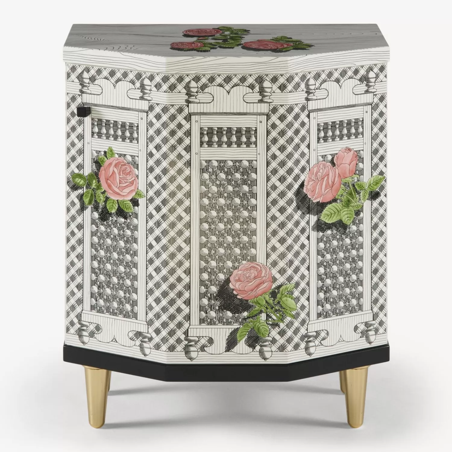 Cabinets<Fornasetti Night Stand Polyhedric Musciarabia Con Rose Multicolour