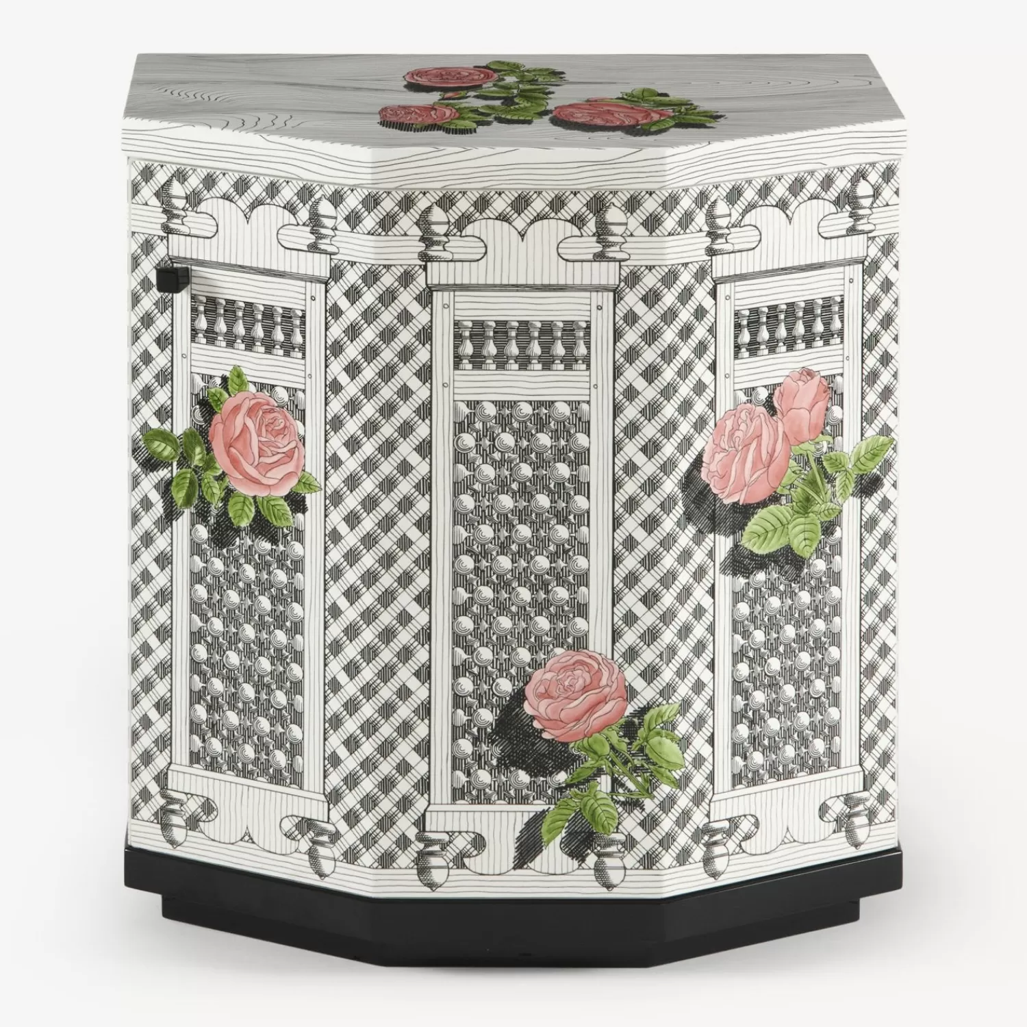 Cabinets<Fornasetti Night Stand Polyhedric Musciarabia Con Rose Multicolour